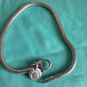 Italy Sterling Silver Snake Chain Bracelet with Heart Charm